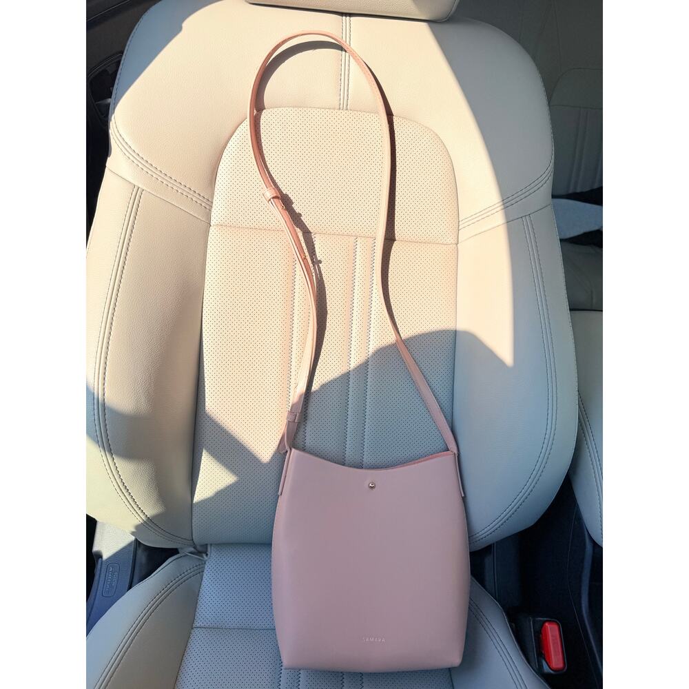 SAMARA Pink Peony Vegan Leather Medium Shoulder Crossbody‎ Bag